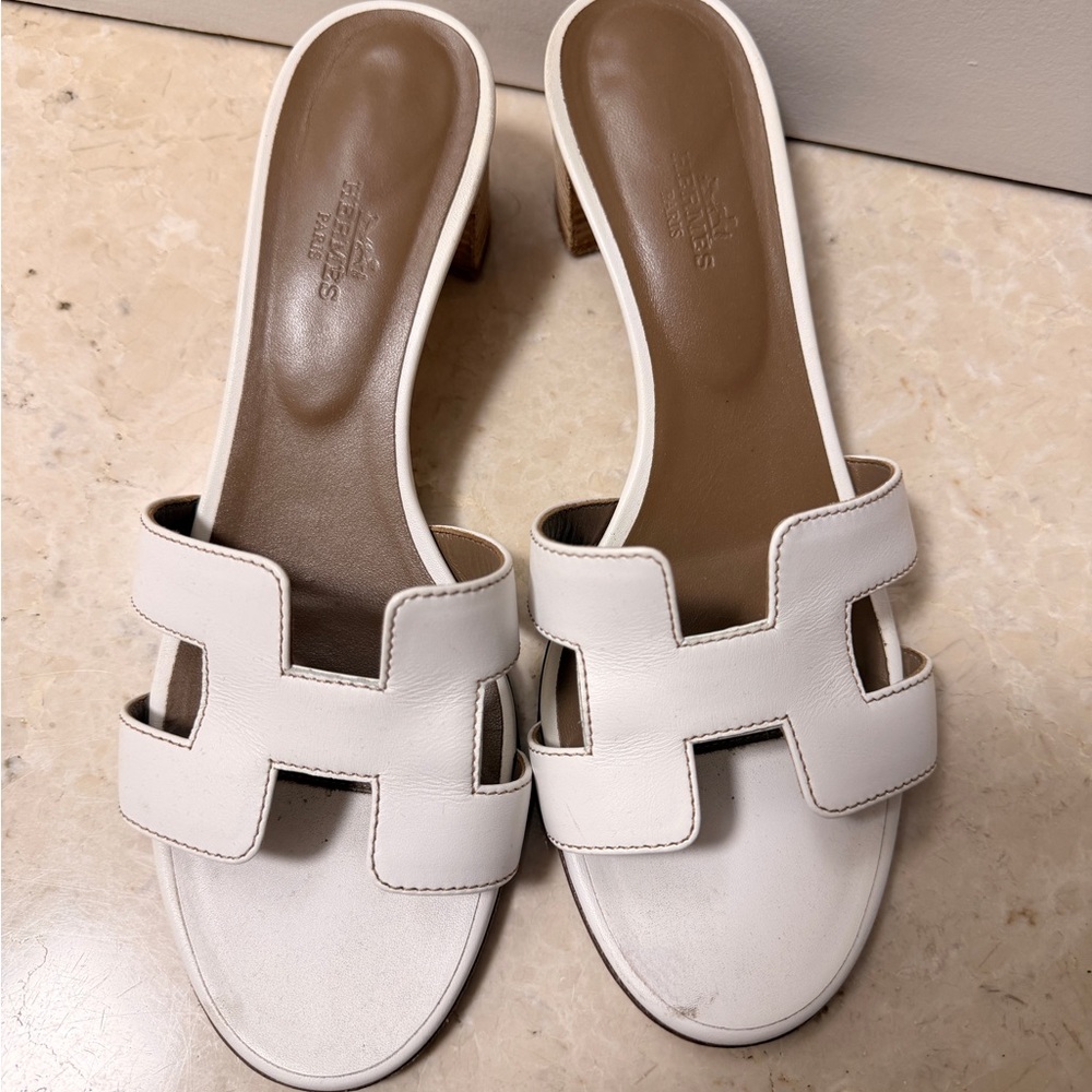 White Leather Women's Slide Sandals